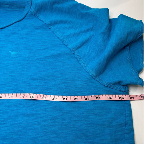 Pink Victoria Secret XXL Oversized Blue Cotton Short Sleeve Cropped T-Shirt - Picture 6 of 9
